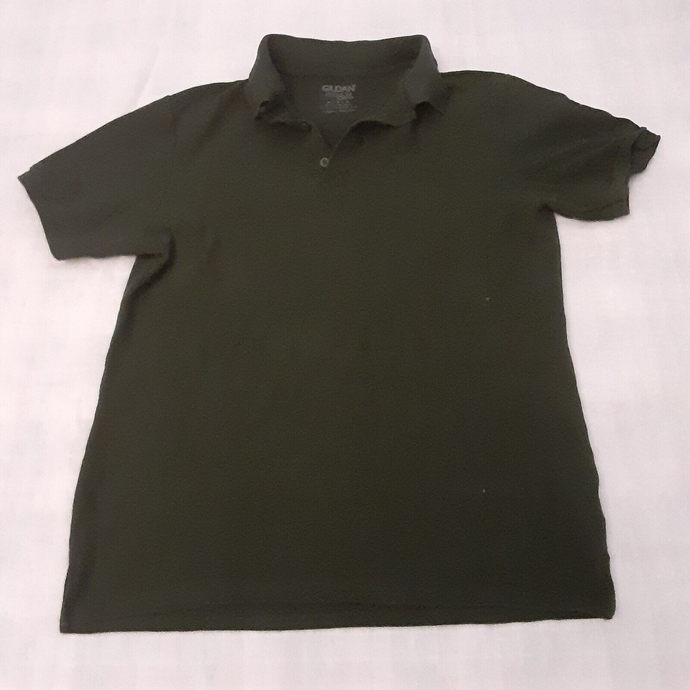Gildan Premium Cotton Mens Medium Dark Green Polo Shirt Short Sleeve 100% Cotton